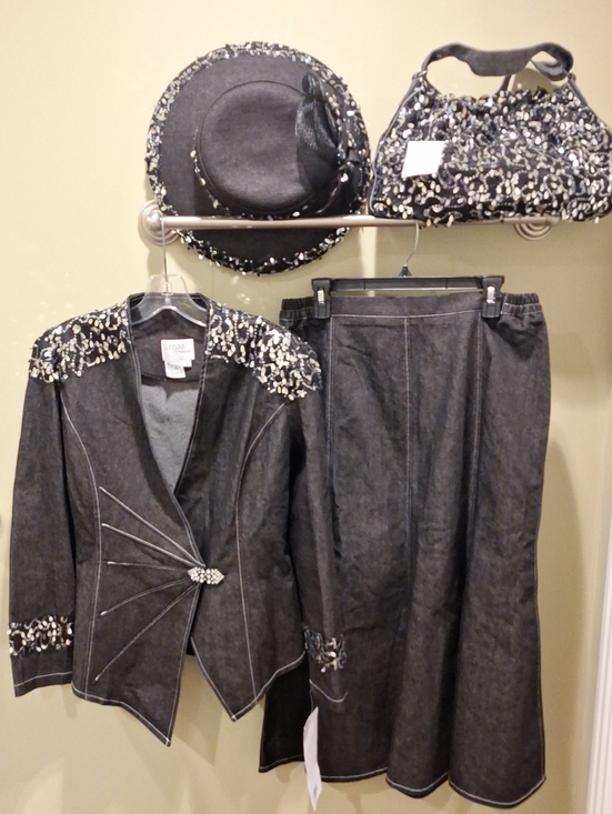 sundays Dresses & Skirts - Sundays by Nubiano Black Denim Embellished 4pc Suit